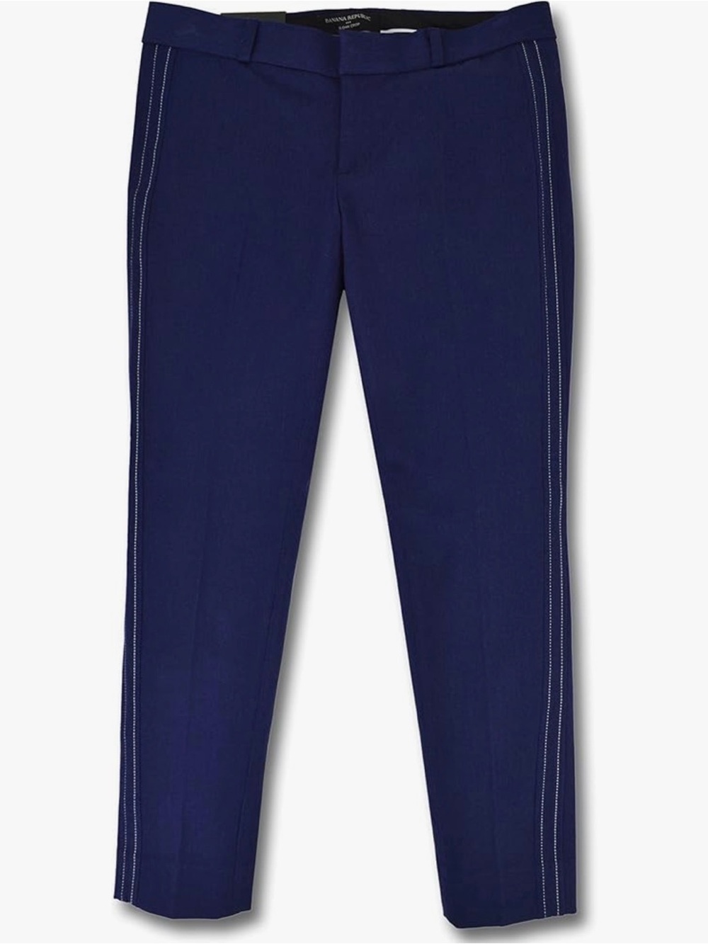 Banana Republic Sloan Crop Pants Size 2 Blue Side Stripe Mid Rise Workwear NWT